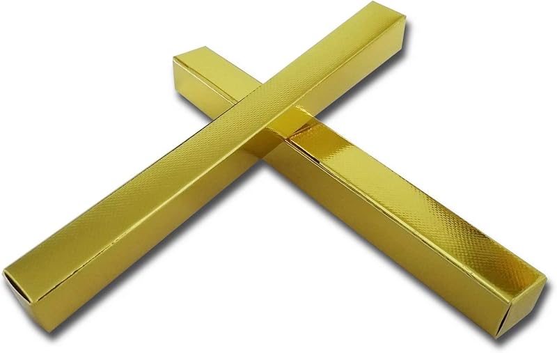 ANZKA 50 caixas de papel kraft para caneta de óleo de unhas e delineador, douradas, 14,5 x 1,6 x 1,6 cm