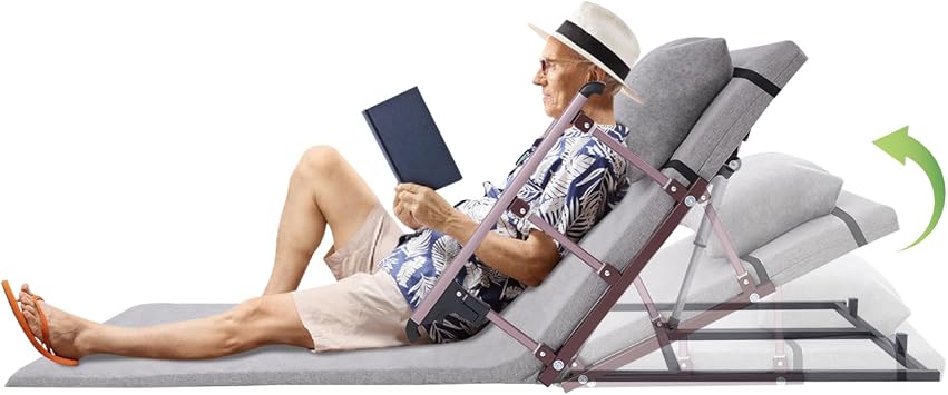 Electric Lifting Bed Backrest,2-80 Adjustable Back Rest for Bed Sitting with Guardrail,Easy to Clean Neck Lumbar Back Support Bed Power Lifting Backrest for Seniors,Patient,661.39lbs Load (Gray)