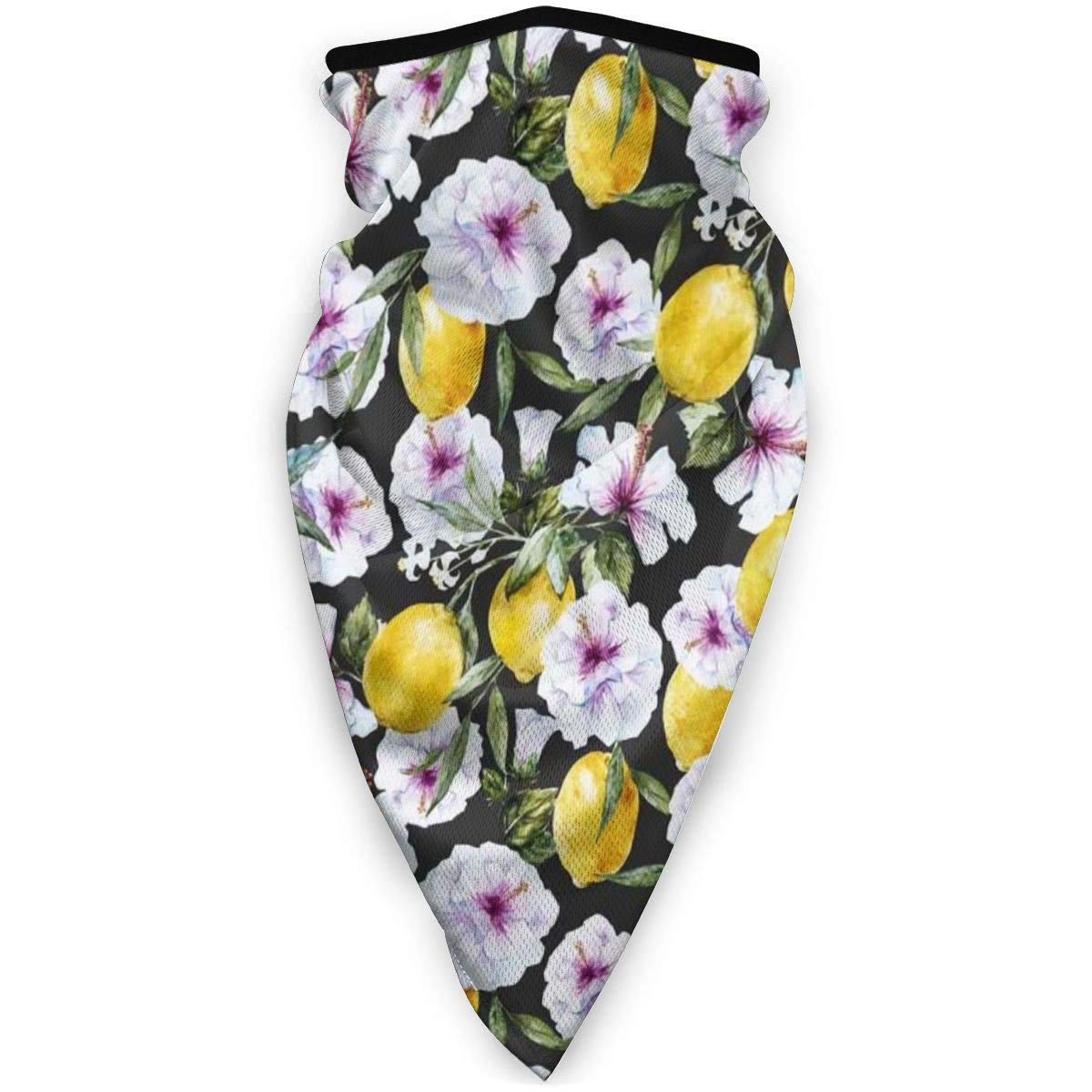 NA Sports Windbreak Mouth Cover,Tropical Hibiscus Blossoms Petals With Lemons Nature Harvest Spring Essence Image,Windbreak Scarf Face Cover Washable Dust Cover Balaclava Bandana