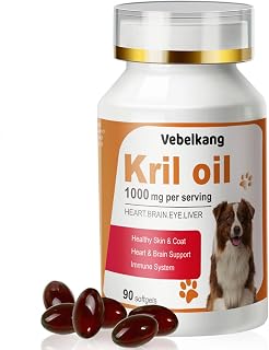 Krill Oil Omega 3 for Dogs - Allergy Relief - Joint Health - Itch Relief, Shedding - Skin and Coat Supplement - 90-Count Deep Sea Krill Oil Capsules - Omega 3 6 9 - EPA & DHA Fatty Acids