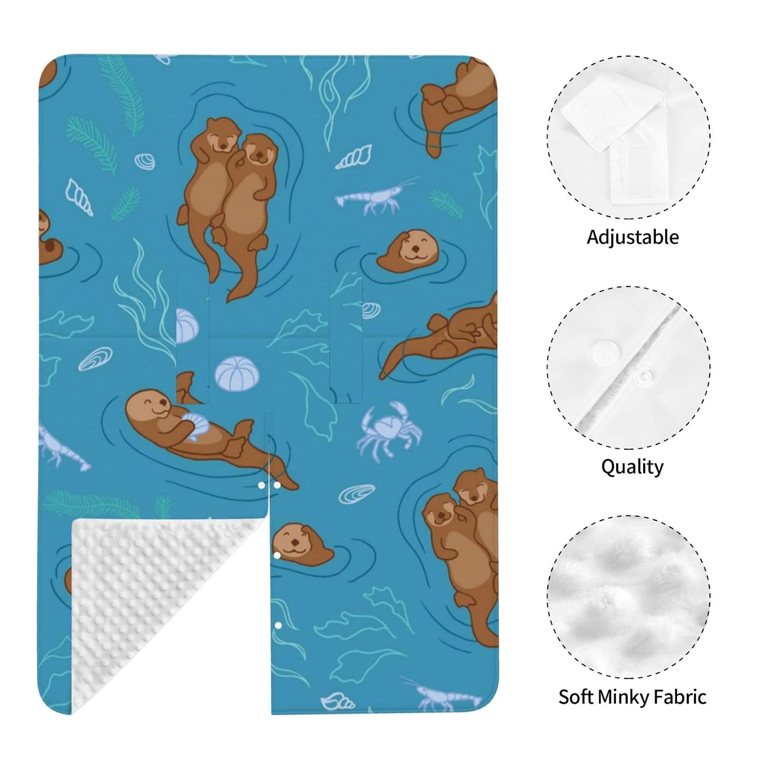 Sea Otters Baby Car Seat Cover & Breastfeeding Nursing Cover - Breathable Stretch Fabric Multi-Use Nursing Cover for Breastfeeding