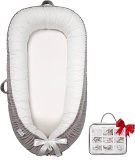 Baby Lounger | Organic Cotton Infant Lounger | Reversible, Adjustable & Portable Floor Lounger | Soft, Breathable, Washable Cover
