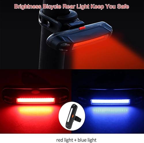 Vista 6 de Luz trasera para bicicleta, luz trasera ultra brillante, paquete de 2 unidades, recargable por USB, lámpara de seguridad LED para ciclismo