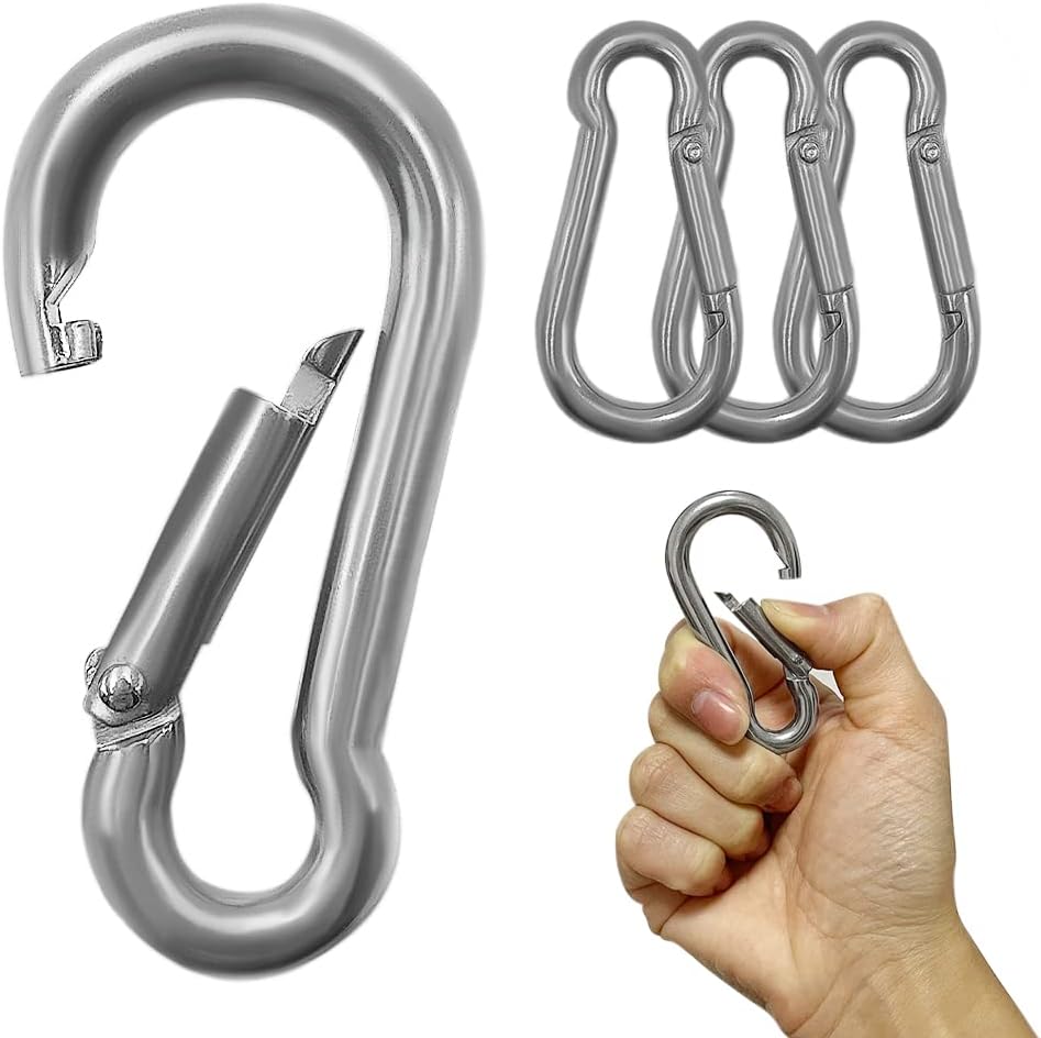 YAOTROOP 4 PCS Carabiner Snap Hook Heavy Duty 304 Stainless Steel M6