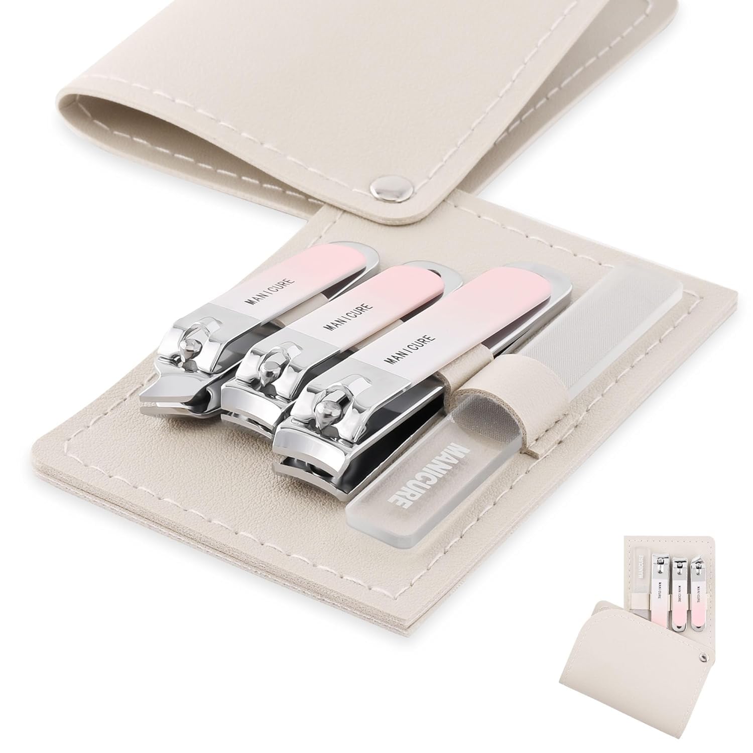 ECHSRT Manicure Set Stainless Steel Nail Cutter, Professional Men/Women Nail Clippers Kit 4 Pcs, Travel Manicure Pedicure Grooming Kit, Perfact gift for Women & Men