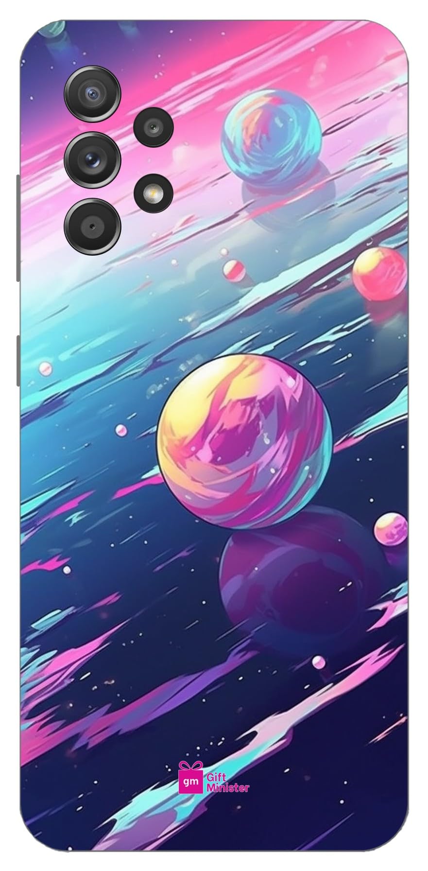 Gift Minister Soft Designer Mobile Case for Samsung Galaxy A52 5G Back Cover Sky Blue - Image Planets Kawaii Aesthetic Black Pink Cyan Yellow Sailor Moon Comfortable Grip Anti-Slip 1Pcs 1701N
