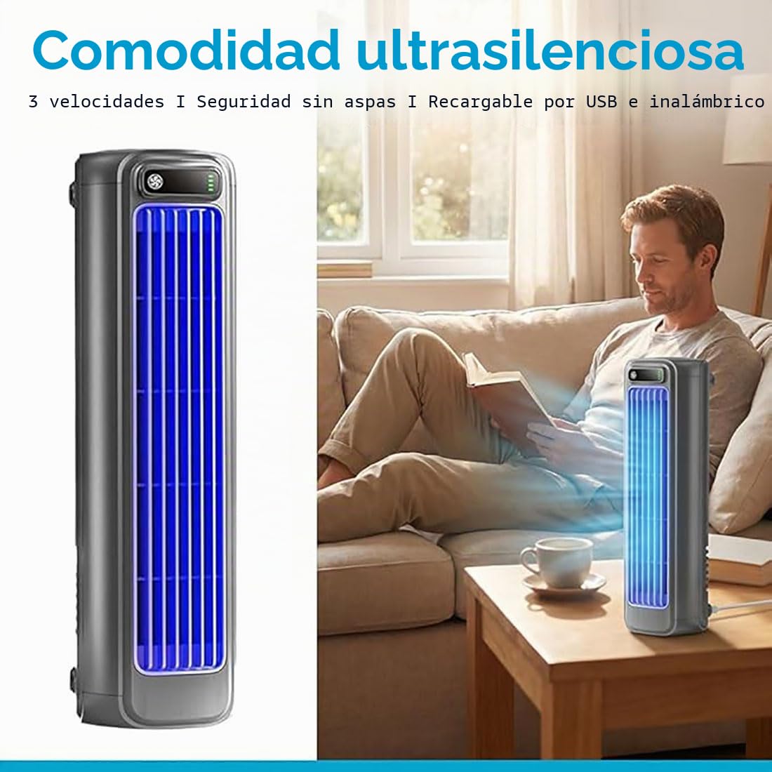 Coolizi Cooling Ace, Cooling Ace Aire acondicionado portátil, 3 modos ajustables y pantalla LED, Ventilador pequeño portátil de montaje en pared para viajes de dormitorio de oficina en casa (Beige)