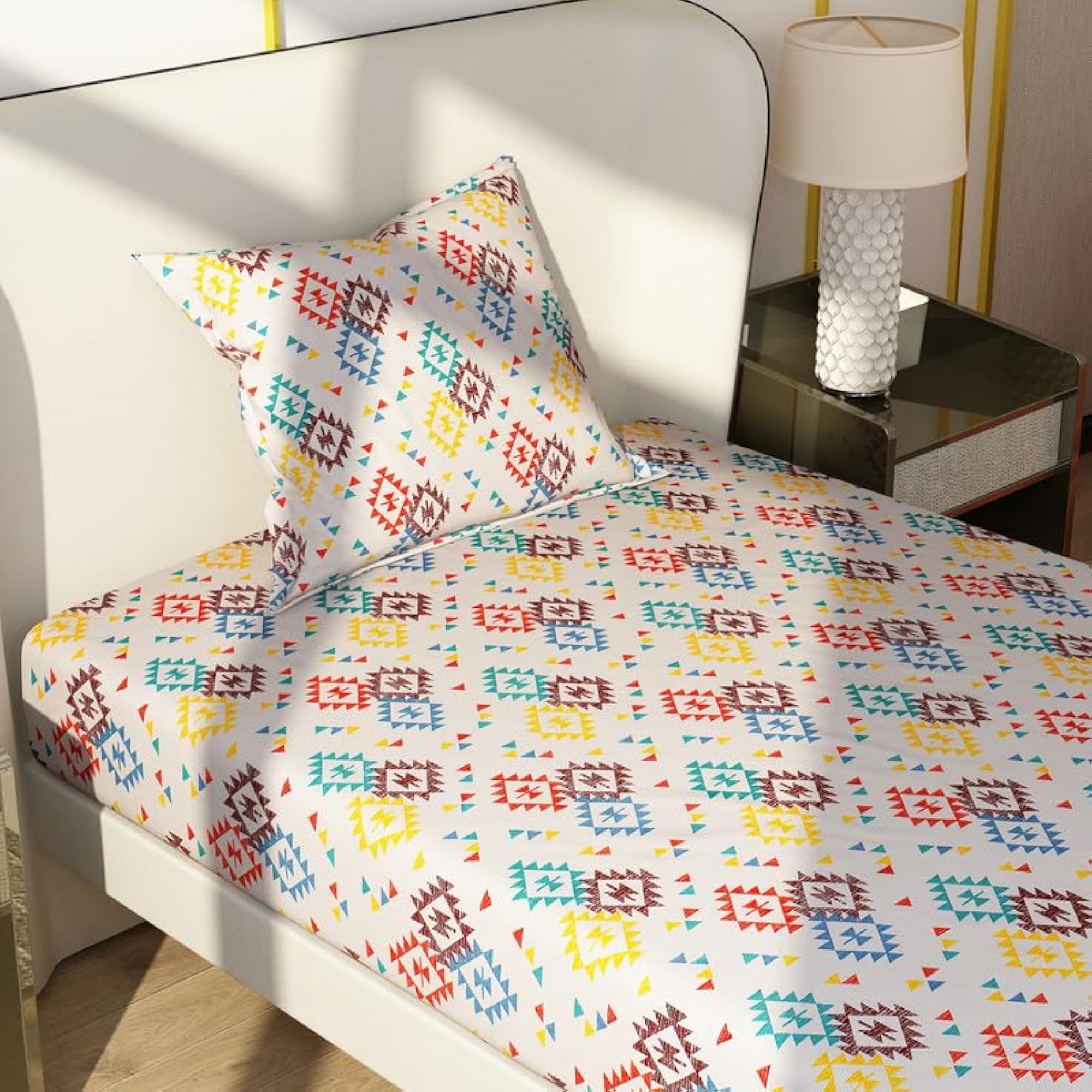 Premium Velvet Printed Bedsheet for Single Bed with Pillow Cover