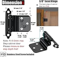 Vista 2 de JQK CH201-BK-P30 - Bisagras para puerta de gabinete de 3/8 pulgadas, color negro, paquete de 30 unidades, 15 pares de bisagras de cierre automático