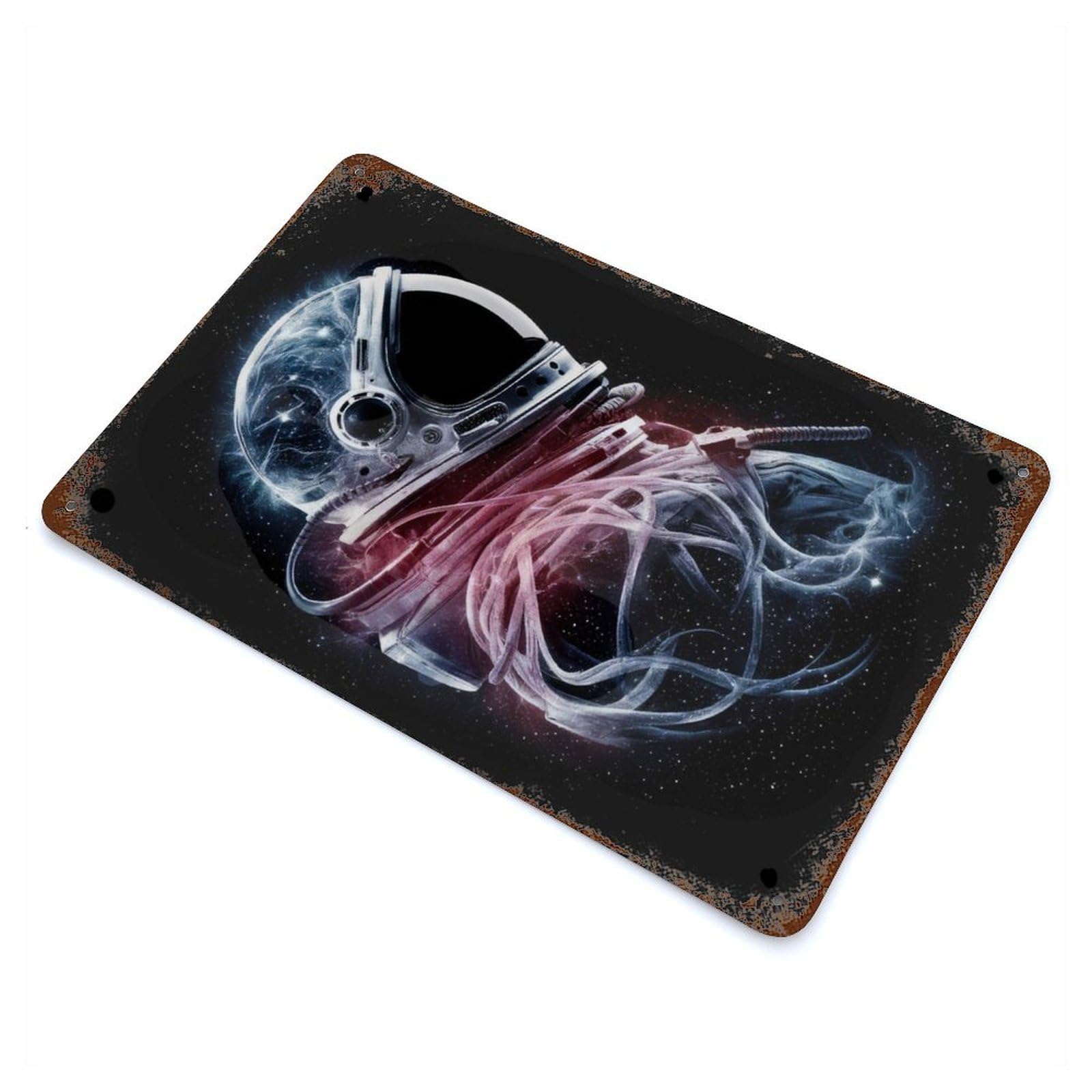 Astronaut In Space Rustic Tin Plaque 11.8"x7.9", Ideal for Cafe, Home Bar And Lounge Decor