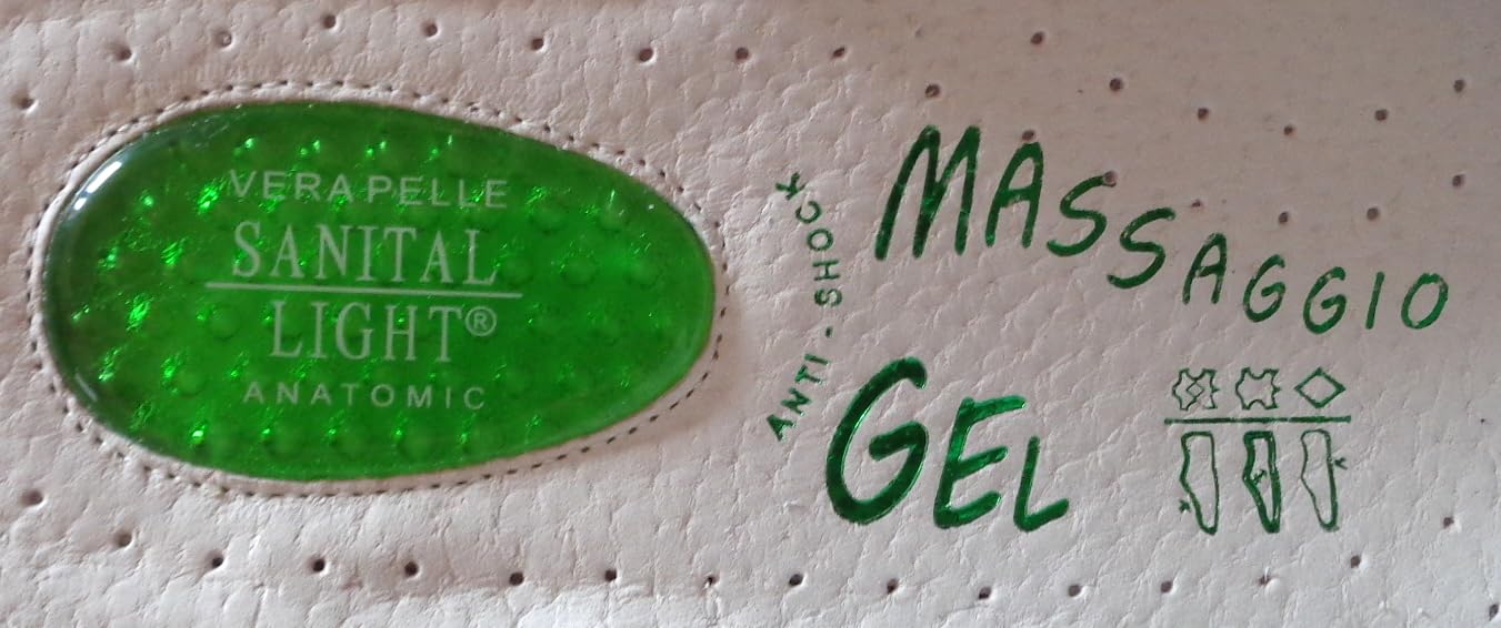 Sanital Light 1363 GEL - Ciabatta in Pelle, Leggera e Confortevole, Plantare anatomico con goccia in GEL, Artigianato Italiano. Si consiglia comprare una misura più grande
