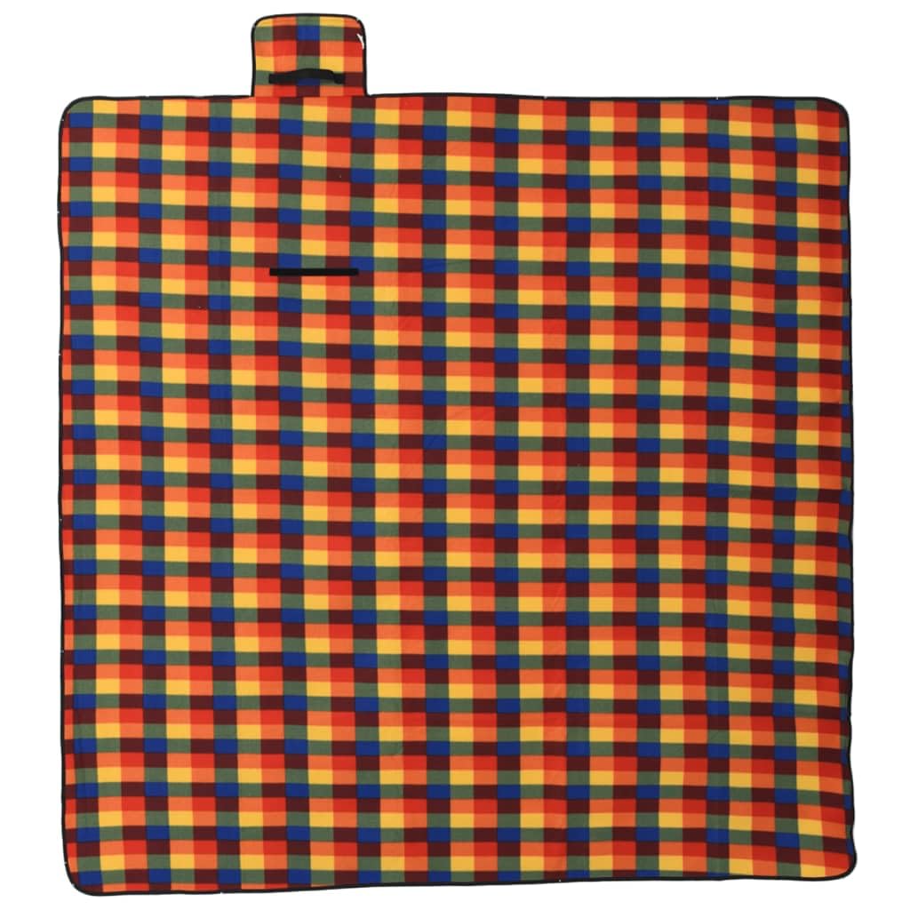 Coperta da picnic, 200 x 200 cm, a quadretti, pieghevole, con borsa per il trasporto, impermeabile, per esterni, in velluto