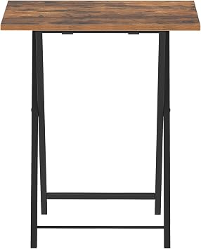 HOOBRO Side Table 2 Set, Folding Tables, TV Tray Table for Eating, Small Sofa End Laptop Drinks Coffee Tables for Small Space, Living Room, Industrial, Metal Frame, Rustic Brown EBF25BZ01