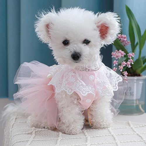 Miniatura 4 de Vestidos tutú para perros pequeños, niñas, cachorros, vestidos de verano rosados, vestido de princesa con lazo, lindo atuendo para perrito, ropa