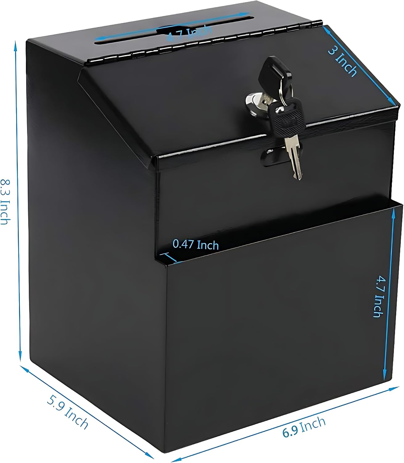 Suggestion Box with Slot and Lock, Reliable Material - Versatile Ballot Box for Ballots and Feedback - Easy Installation - 6.9" x 5.9" x 8.3" (FYC-2)