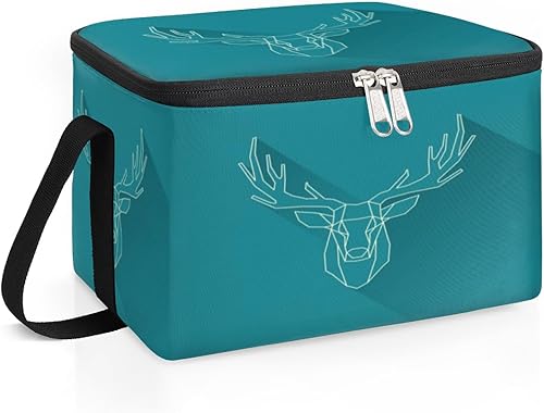 Miniatura 2 de QsirBC Deer Lines - Bolsa de almuerzo aislada de origami para mujer, reutilizable, bolsa cuadrada de comida para adultos y hombres, lonchera más