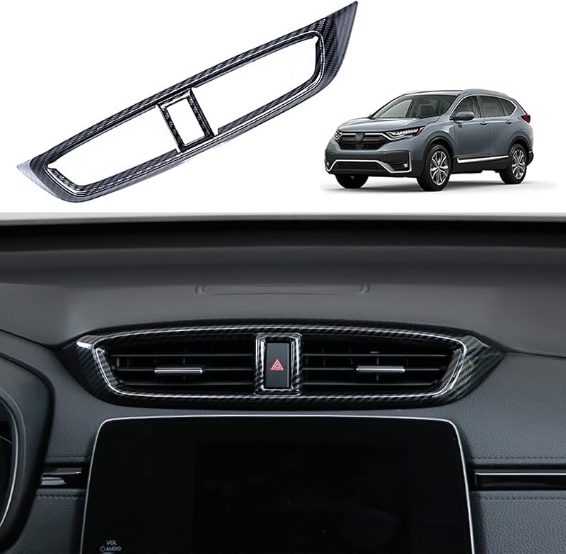 Moldura do difusor de ar central do painel Honda CR-V 2017 a 2022 YOFAMO em padrão fibra de carbono