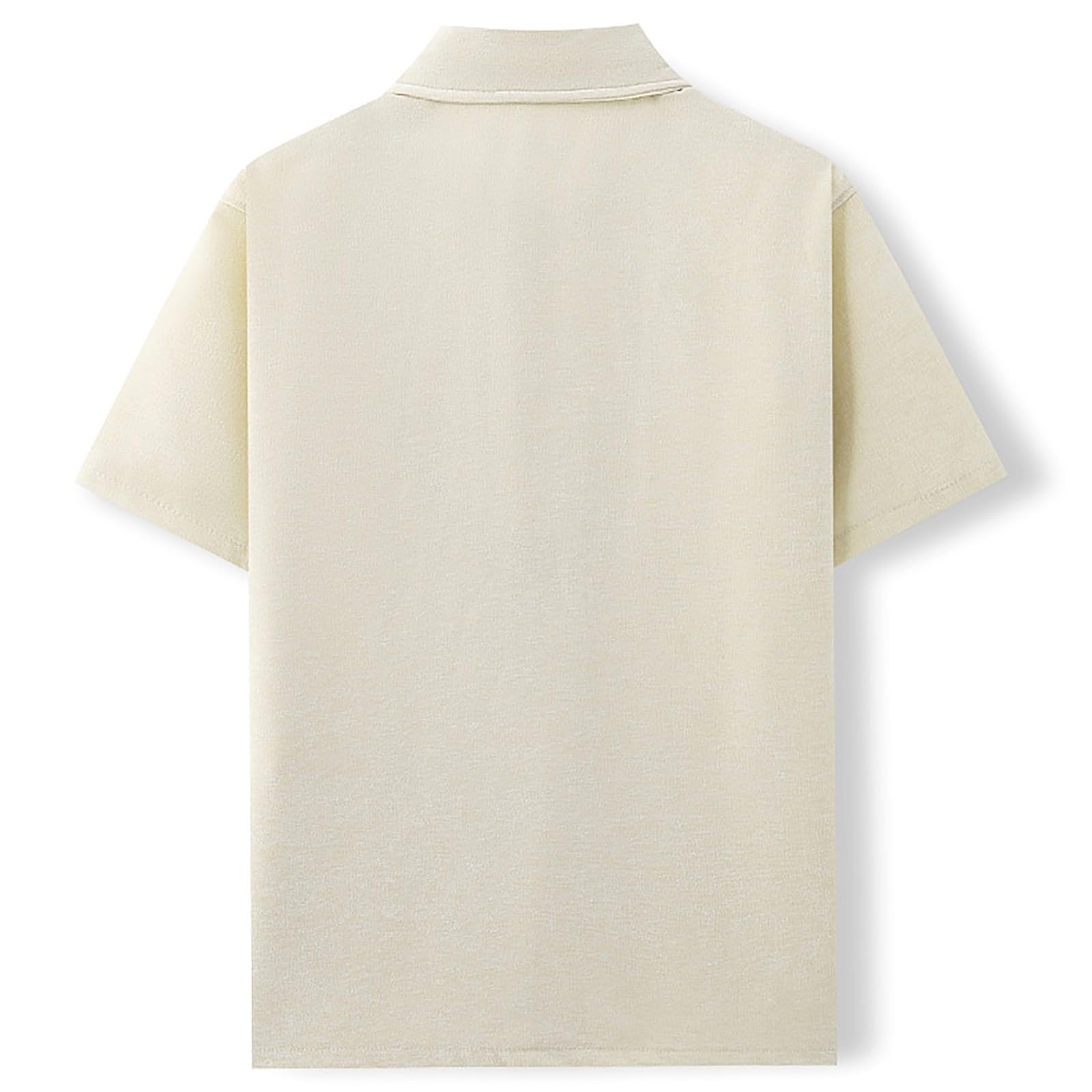Camicia da uomo a maniche corte in tinta unita con colletto cubano - Casual Turn-Down collare button down top per street style