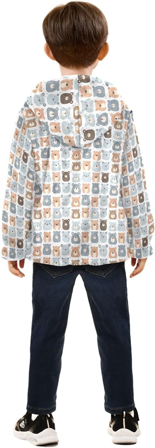 Cute Bear Boys Fleece Coat,Children's Zip-Up Hoodie Jacket,Baby Warm Fashion Outerwear 3-10T,A113290