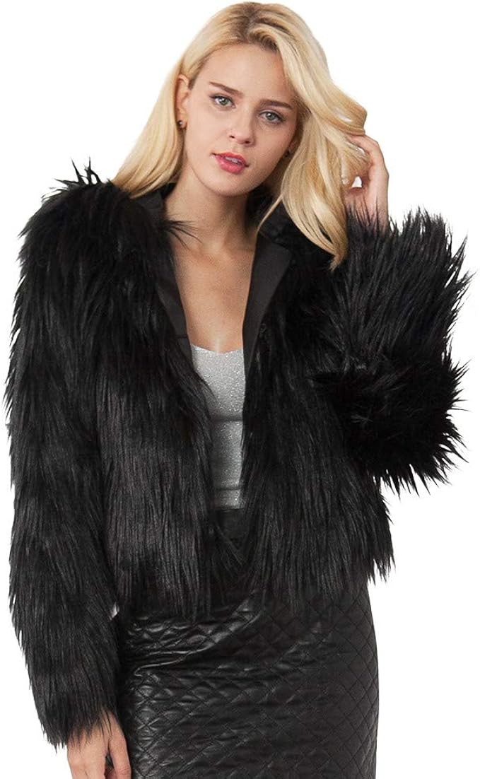 Womens Faux Fur Coat Cinsanong Ladies 
