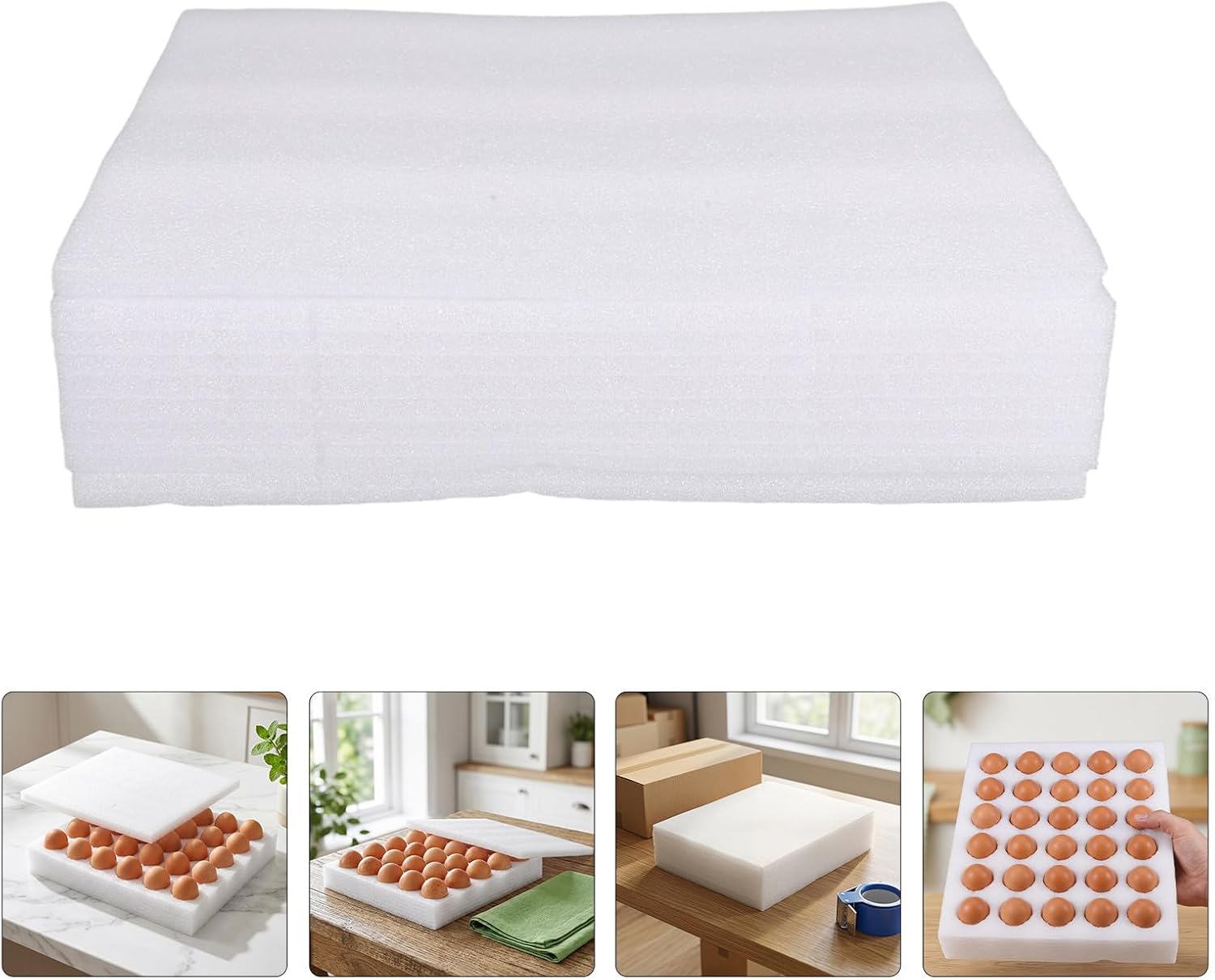 Uonlytech 2 Sets White Pearl Cotton Egg Crate Tray with 30 Grids, Epe Foam Material for Exceptional Cushioning and Stabilizing Each Egg, for Market Use and Refrigerator Storage