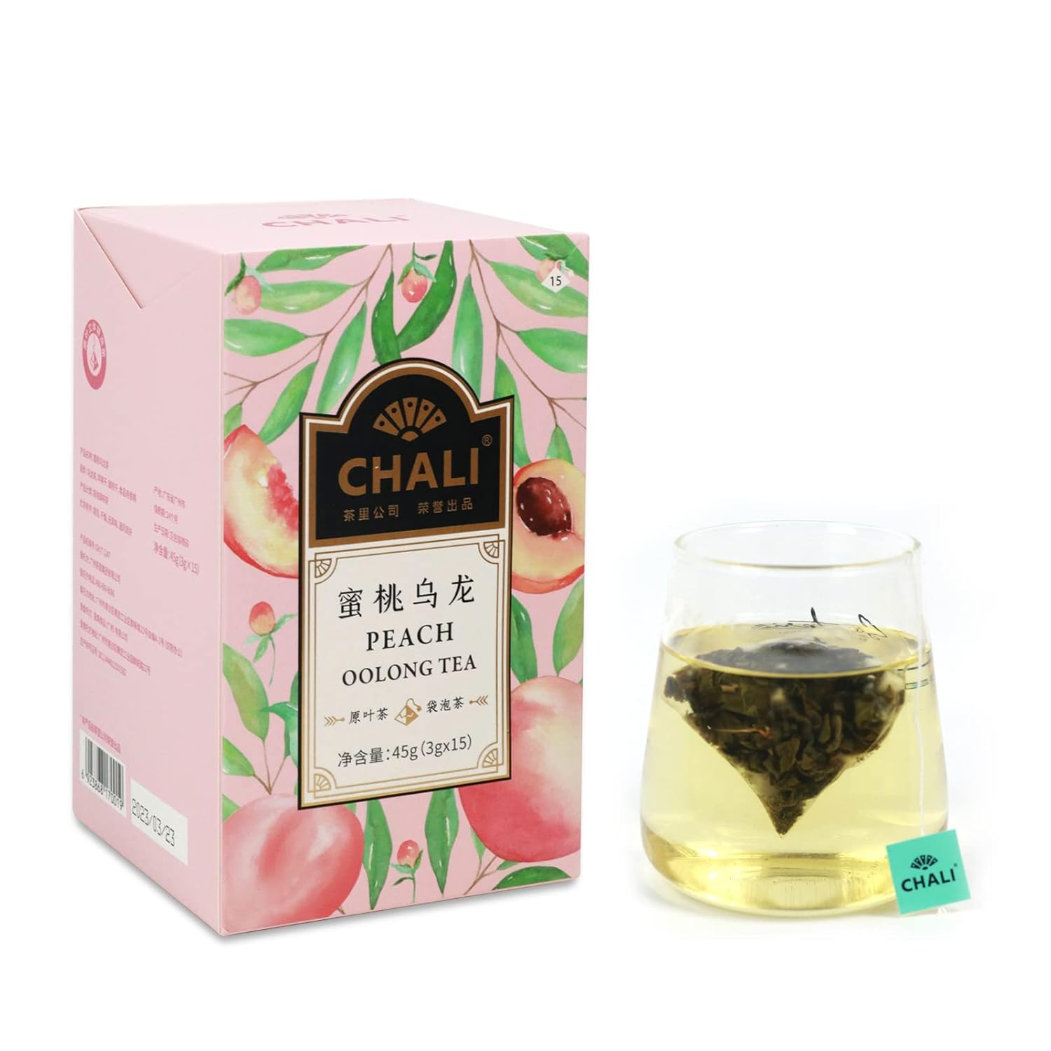 CHALI Peach Oolong Tea Bags, Fruit Oolong Tea with Dried