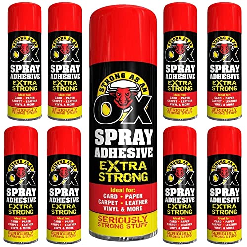 6 X 500ml Adhesive Spray Strong As An Ox Extra Strong Glue For Carpet Card Paper