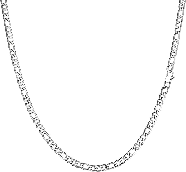 Speroto 6mm/10mm Figaro Chain Mens Necklace - Stainless Steel Jewellery Silver/Gold/Black Plated - Cuban Link Chain Necklace for Men Boys Women 20" 22" 24" Length