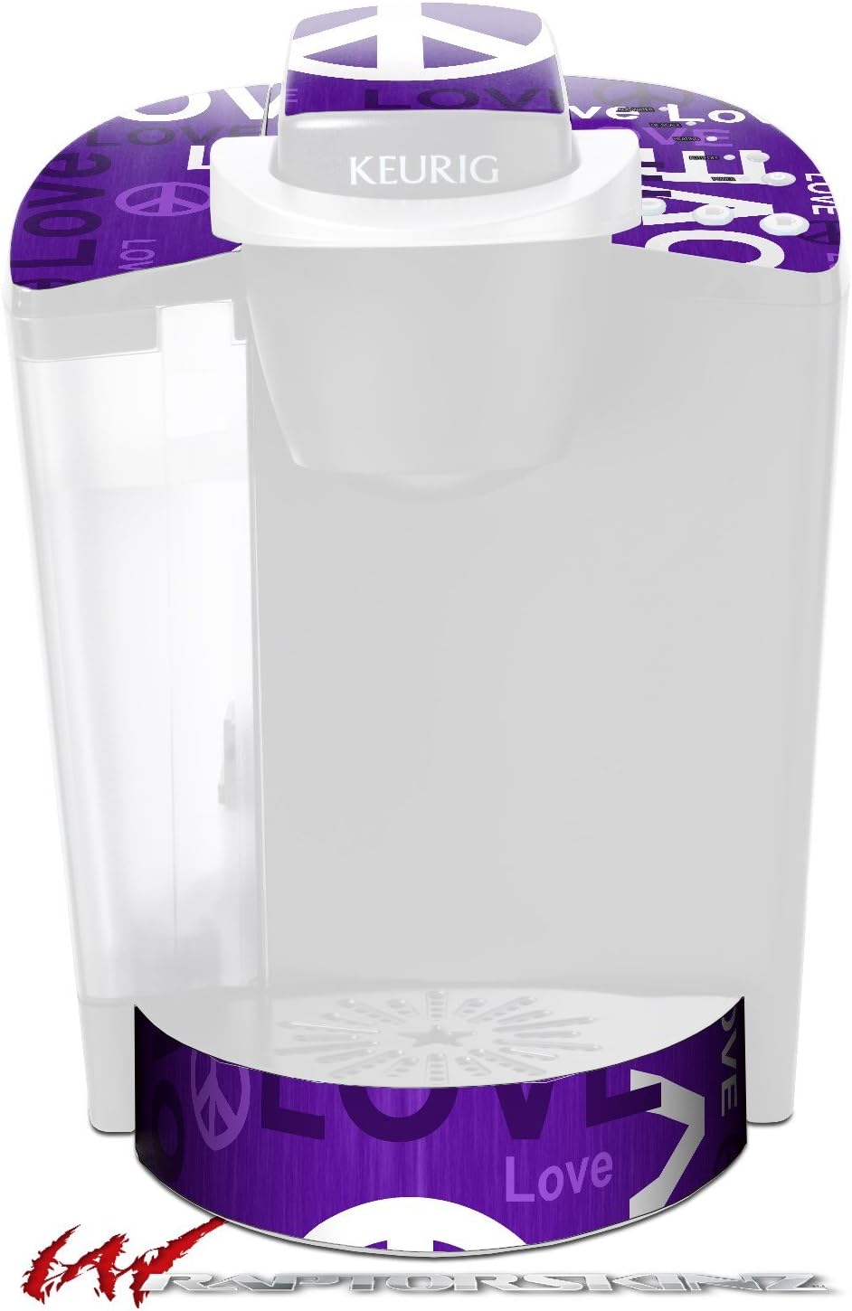 Decal Style Vinyl Skin compatible with Keurig K40 Elite Coffee Makers Love and Peace Purple (COFFEE MAKER NOT INCLUDED)