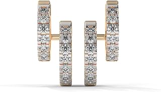 AILYAK 18kt Plating Zirconia Diamond Studded Double Hoop Earrings for Women | Spiral Twisted Double Piercing Ear Cuff | Gi... Price In India
