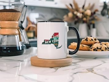 New York Themed Mug Vintage Travel Art USA Souvenir Coffee Cup Gift Idea for Travelers Collectible Drinkware 11oz - 11 Oz. Coffee Mug - CCMUG10773