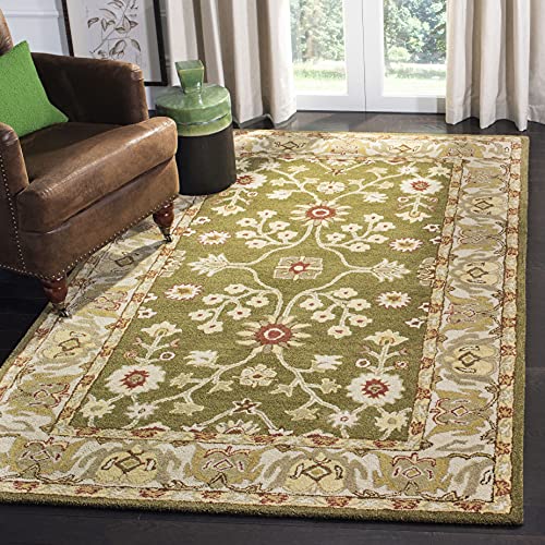 Safavieh Anatolia Collection AN562D Handmade Traditional Oriental Premium Wool Area Rug, 5' x 8', Moss / Ivory