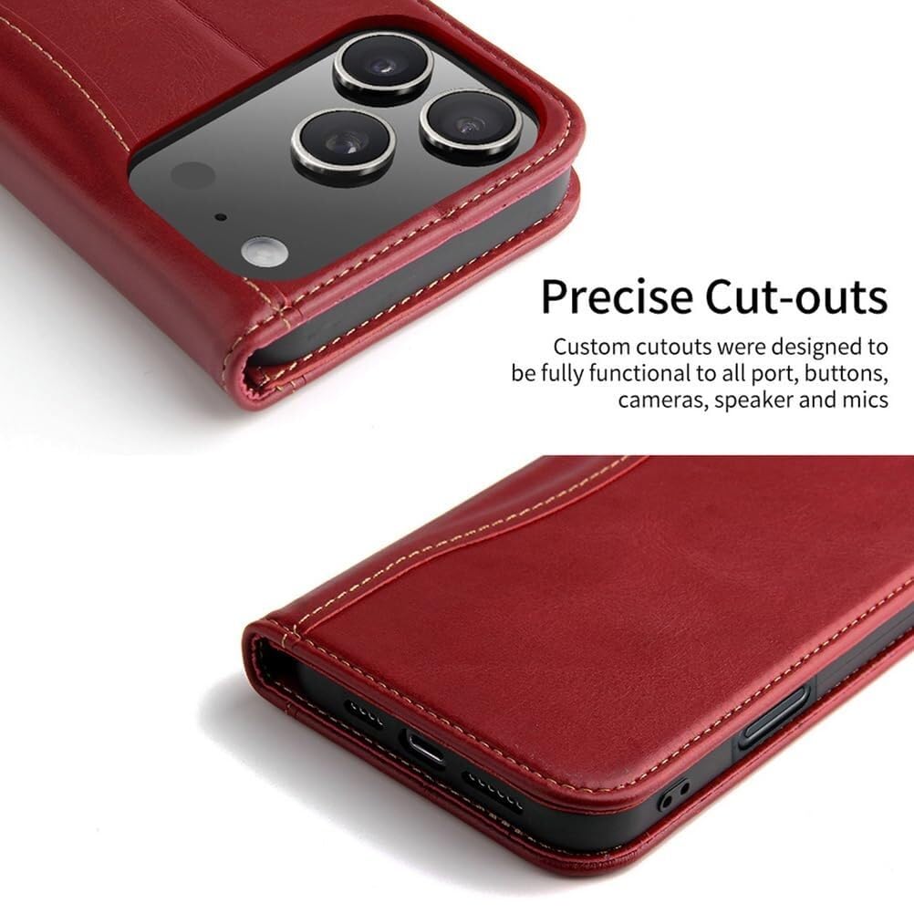 Etui portfelowe na iPhone'a 17, etui z prawdziwej skóry, etui z klapką, podpórka, uniwersalne etui ochronne (brązowe)