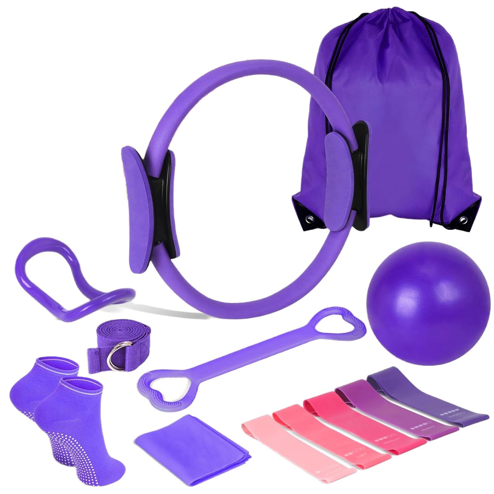 CHSEEO Home Pilates Kit for Women (13PCS) : Pilates Equipment Pilates Ball and Ring, Resistance Bands, Training Ring, Home Gym Equipment for Core Strength Flexibility Full Body Toning Women Men