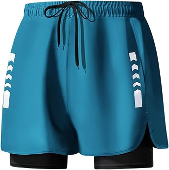 Xiaojmake Mens 2 in 1 Running Shorts 5 Inch Inseam Workout Basketball Short Swimming Trunks with Compression Liner