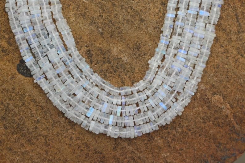 Pierre de lune naturelle Heishi ronde 4mm 5mm composant minéral pour bracelet fait main