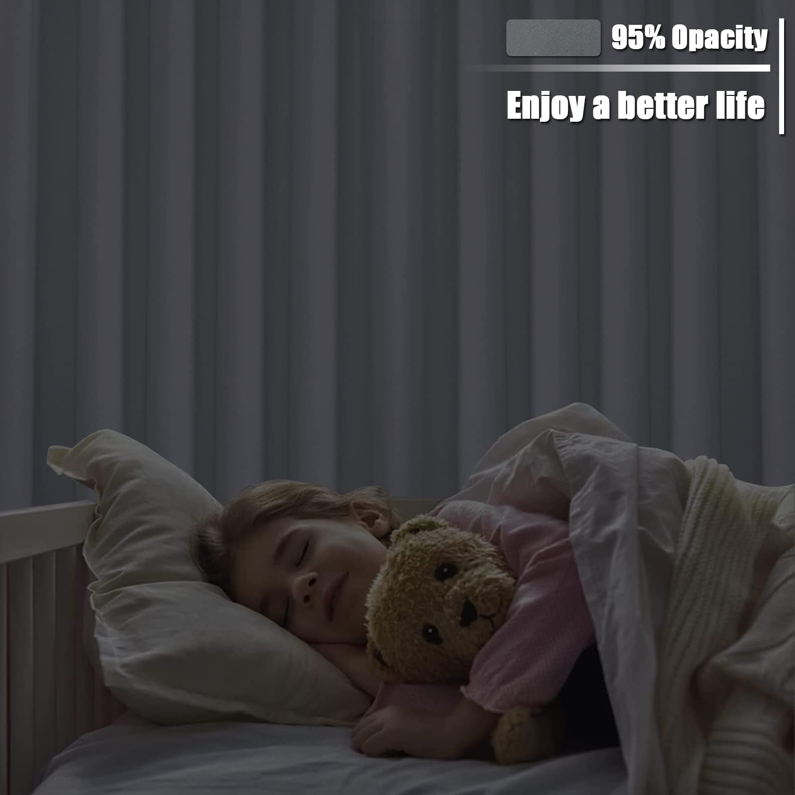 MENGH Thermo Gardinen Schlafzimmer Kinder Vorhang Blickdicht Geräuschreduzierung Einfach Anzubringen, für Wohnzimmer Schlafzimmer Küche grau 1 Stück, 100x120cm(HxB)