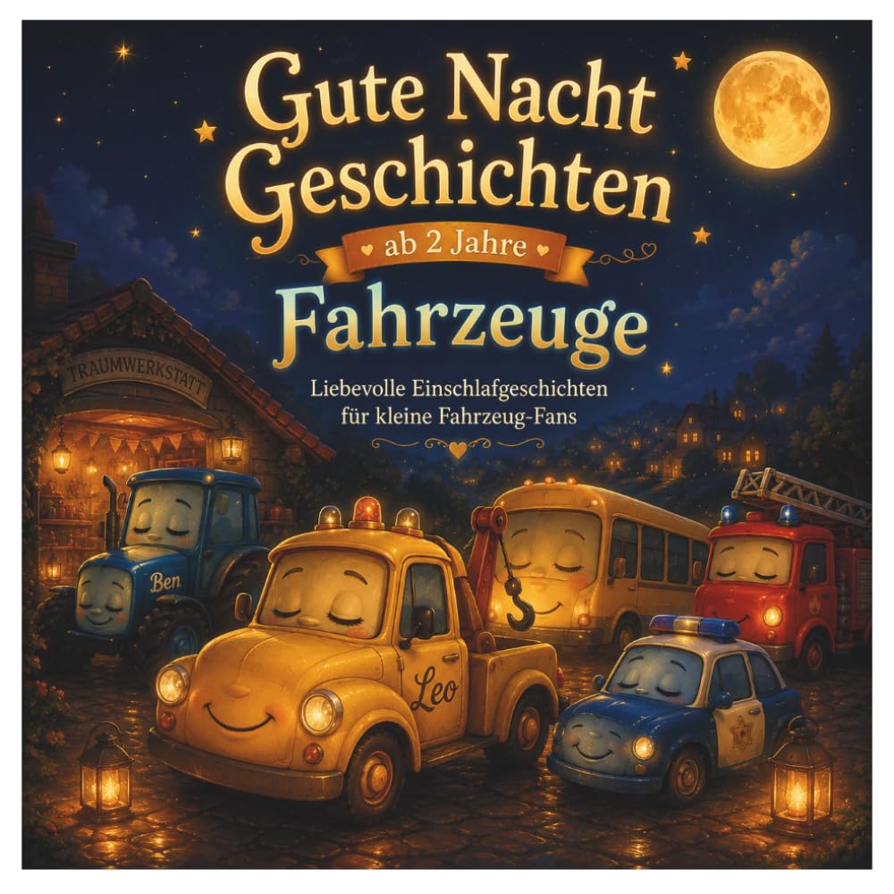 Gute Nacht Geschichten ab 2 Jahre Fahrzeuge: Liebevolle Einschlafgeschichten zum Vorlesen mit Leo und seinen Freunden: Beruhigendes Vorlesebuch für ... und Einschlafen für Kinder ab 2 Jahren