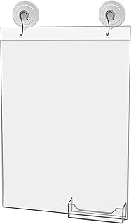 Marketing Holders 2 Pack Suction Cup Hooks Sign Holder 8.5â€ x 11â€ Document Holder with Card Slot 3.5