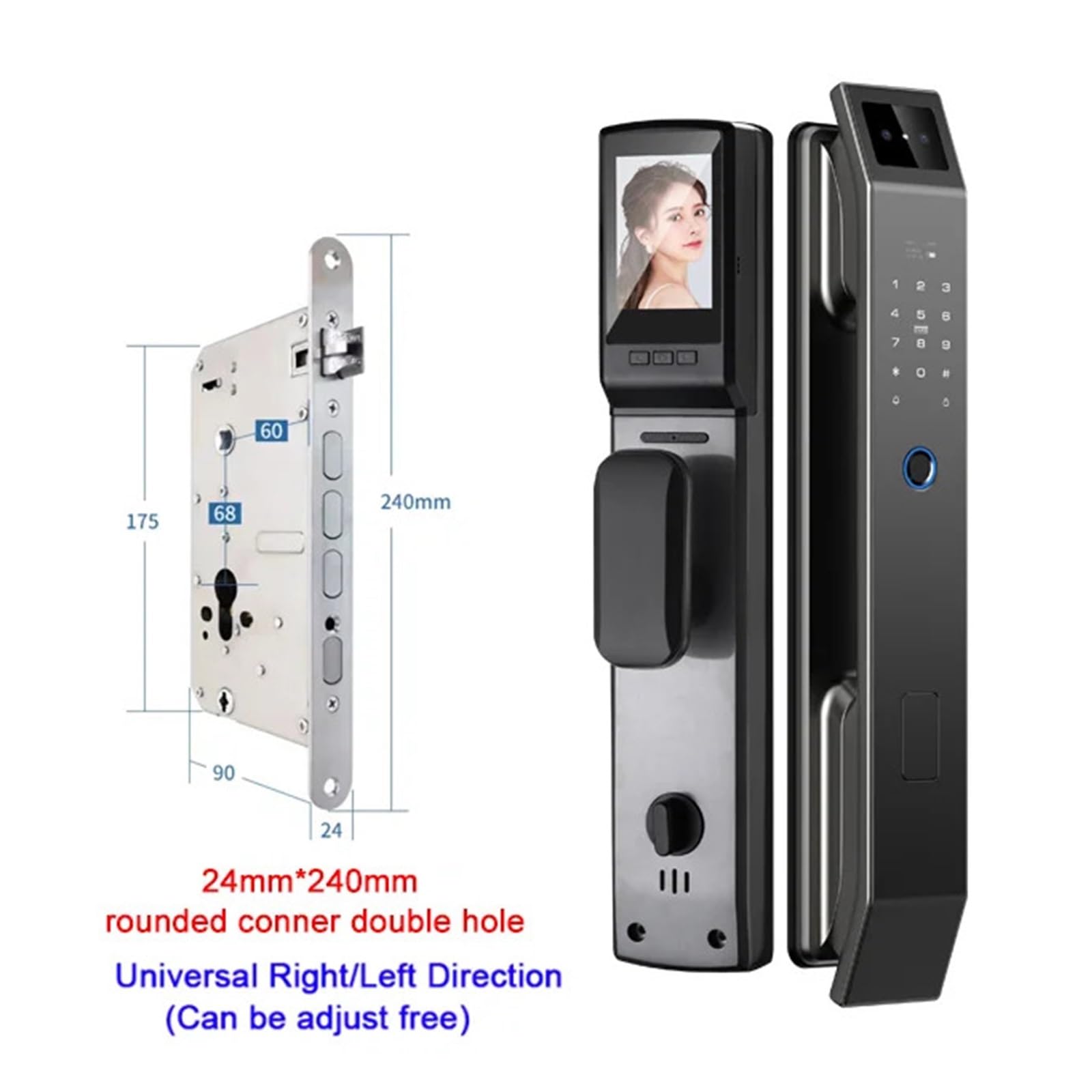 Cerradura Inteligente, Cerradura De Puerta Digital con Reconocimiento 3D, con Cámara, Huella Dactilar, Contraseña, Desbloqueo, Cerradura Electrónica Sin Llave,Cerradura Inteligente Puerta Exterior(D1