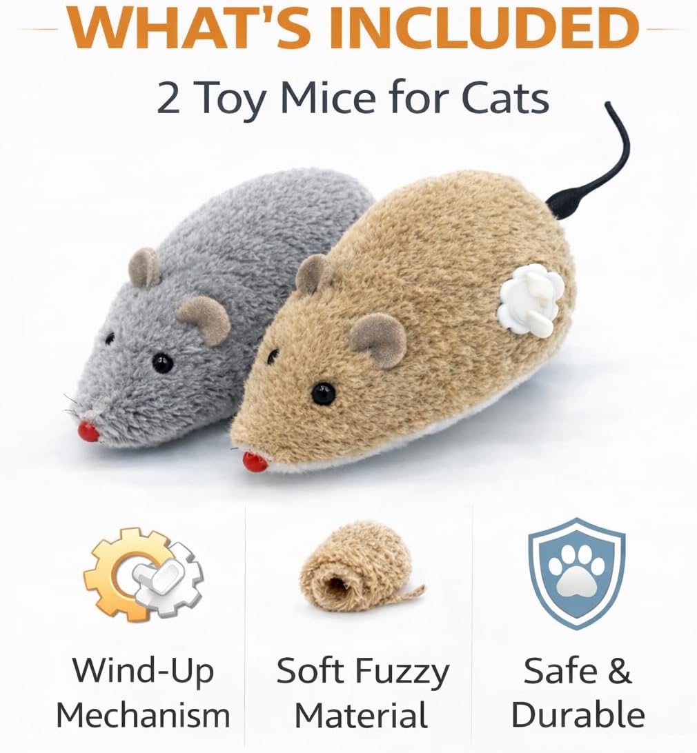 ZYLOSTORE CAT Toy, Mouse for Cats, Interactive Toy, for Indoor Cats,Pack of 2 MICE,Automatic CAT Toy,