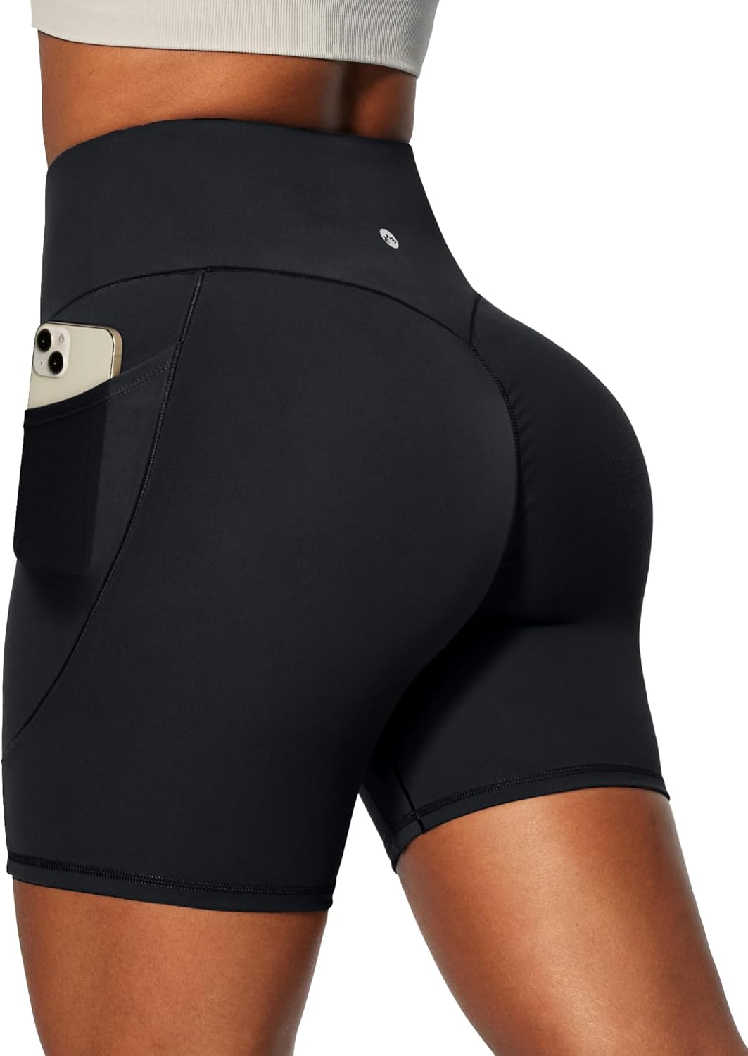 Heathyoga 6" Butt Lifting Biker Shorts Women with Pockets Workout Shorts Women Tummy Control Yoga Shorts Spandex Shorts Gym