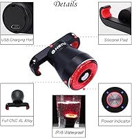 Vista 8 de G Keni Luz trasera inteligente para bicicleta, luces traseras con detección de freno, encendido/apagado automático, impermeable, recargable por USB