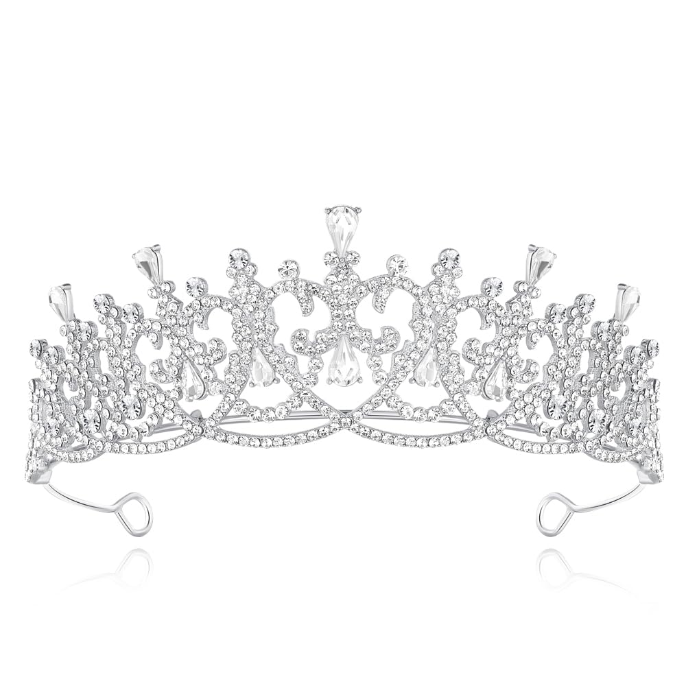 Lovelyshop Replica Downton Abbey Victorian Crystal Foliate Tiara for Wedding and Royal Parties-Silver