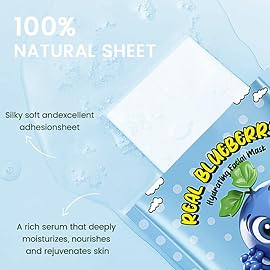 Kaely 10 Pack Blueberry Face Masks for Kids, Kids Face Mask Spa Day Kit Supplies, Spa Party Favors for Teens Girls Women, Sheet Facial Mask Skincare Gifts Set, Moisturize for All Skin Types, 07