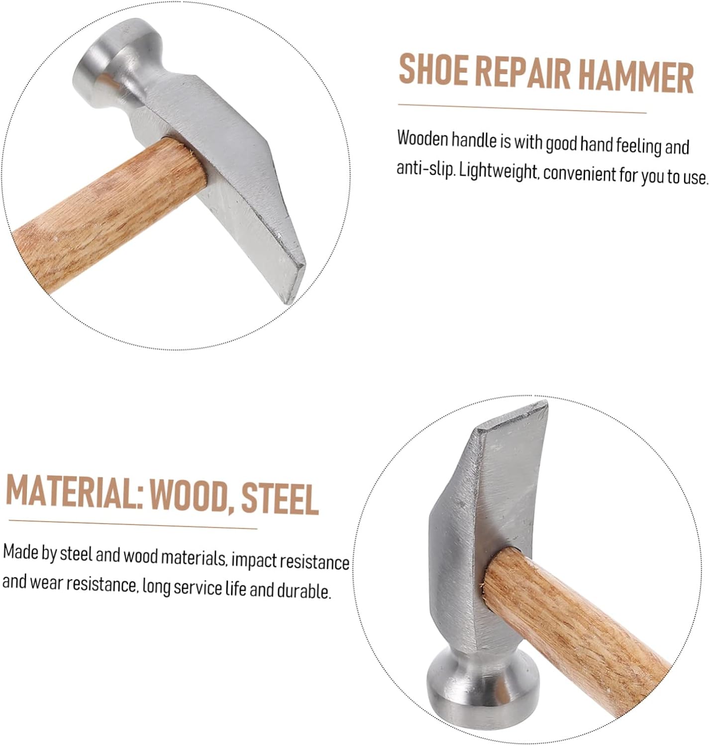 SHINEOFI Hammer Hand Tools Woodworking Comfort Grip Mallet Steel Hammer for Shoes Rustproof
