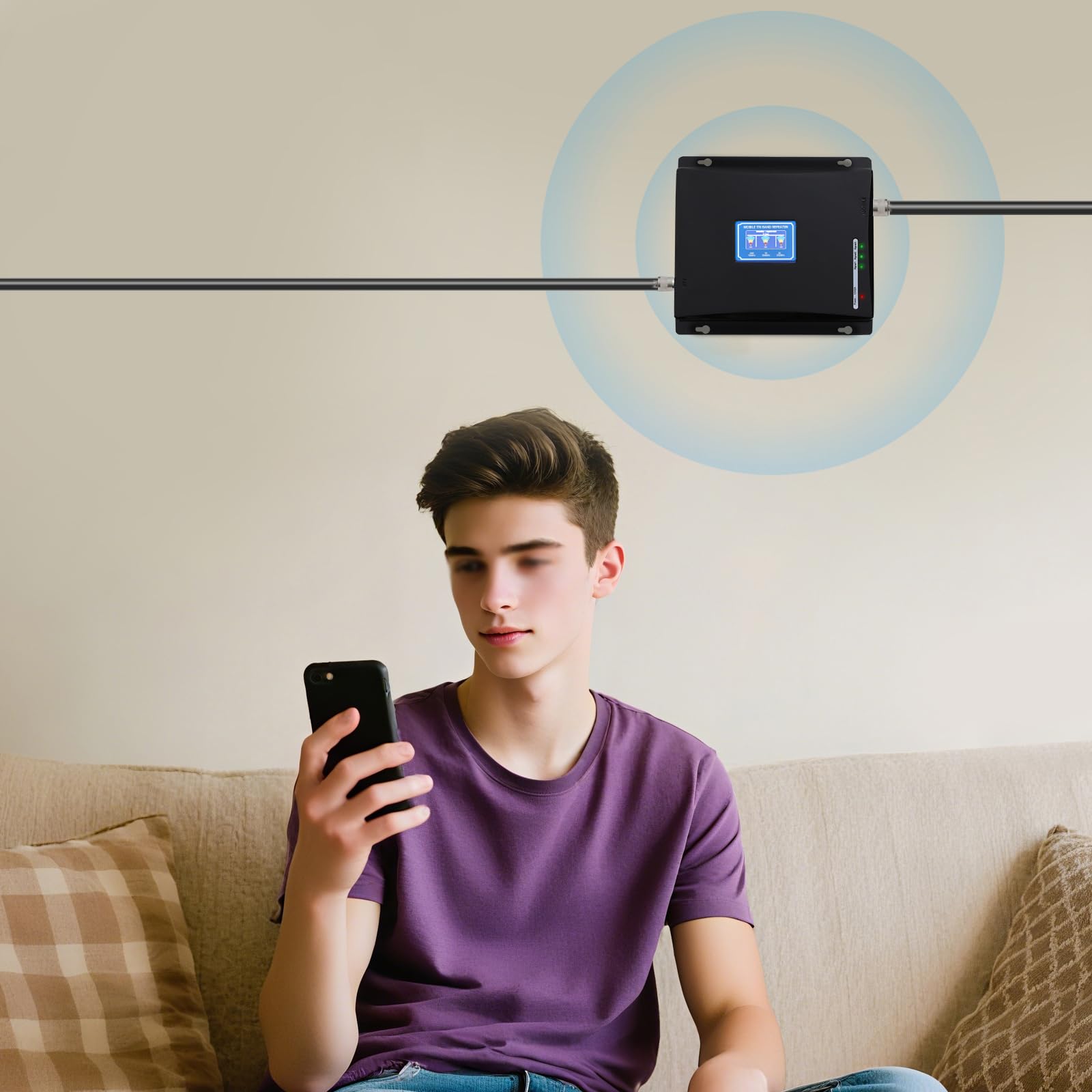 Amplificateur de signal pour téléphone portable Tri-Band 4G 3G GSM Amplificateur pour la maison et le bureau | Écran LCD et câble flexible pour une installation facile - Élimine efficacement les ruptures du signal