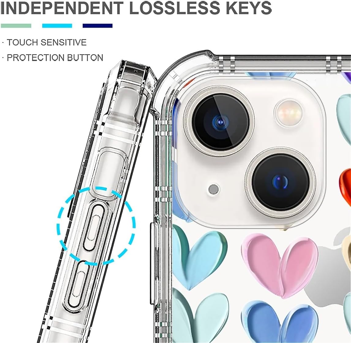 Case Compatible with Clear iPhone 13 Mini,Oil Painted Heart Slim-fit Shock-Resistant Raised Bezel Camera Protection Designed for Transparent iPhone 13 Mini Case image 2