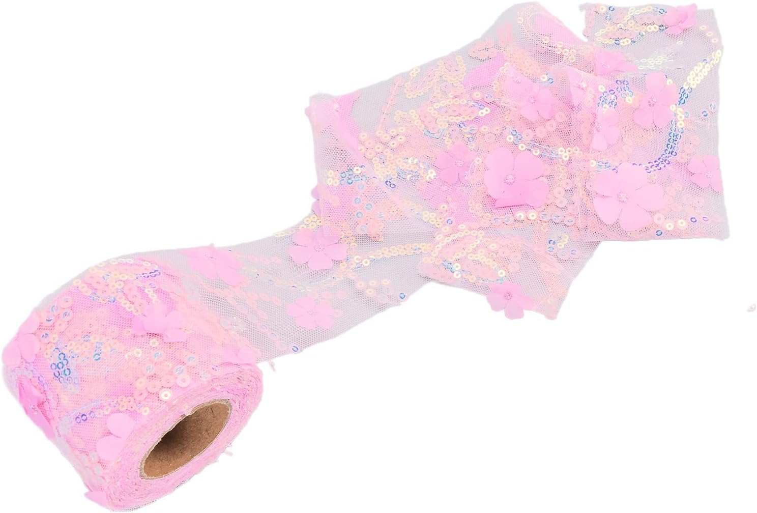 10 Yards Beaded Lace Trim,Embroidered Sequins Flowers Mesh Ribbon Lace Ribbon Applique Sewing Craft Supplies for Clothing Curtain Table Runner Making Decorating (Deep )