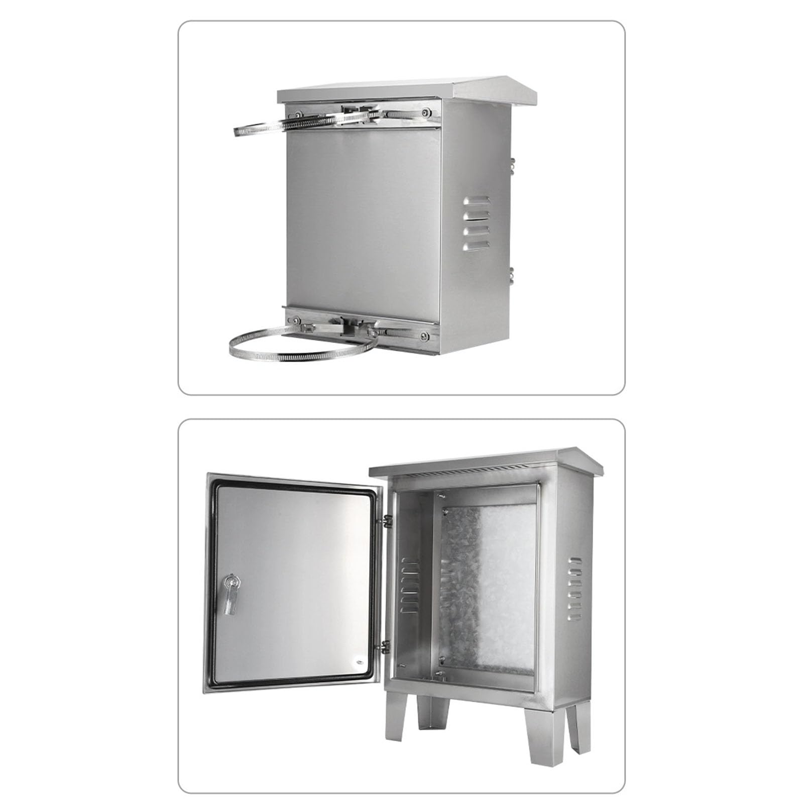 XBTGS Scatola di recinzione elettrica resistente alle intemperie in acciaio inossidabile, 400x300x250mm, protezione di distribuzione durevole con piastra di montaggio per apparecchiature elettroniche